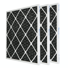 Load image into Gallery viewer, three black pleated carbon air filters AFP2000 for smoke or odor removal